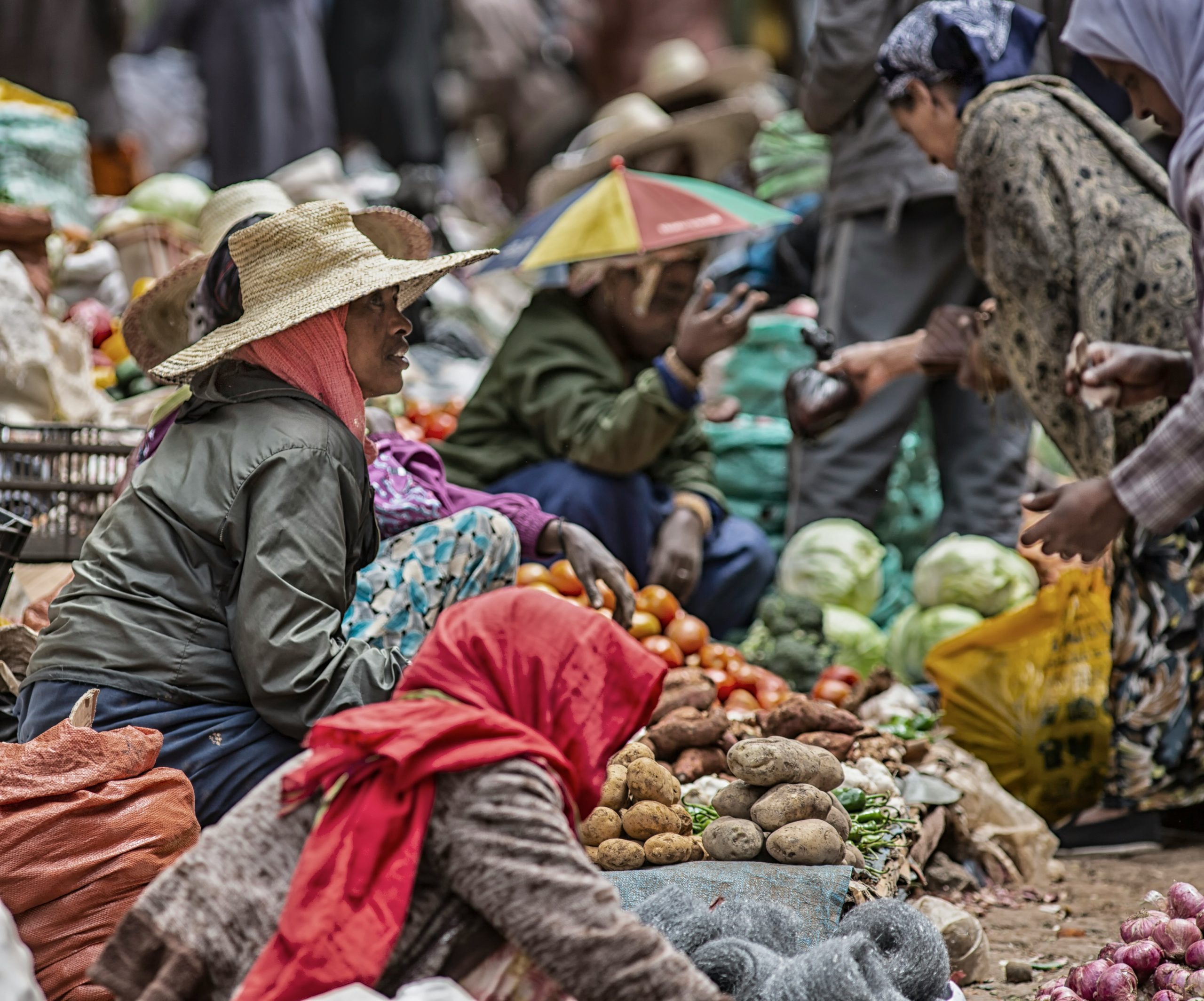 Woman selling fruit at a market in Addis Ababa Market